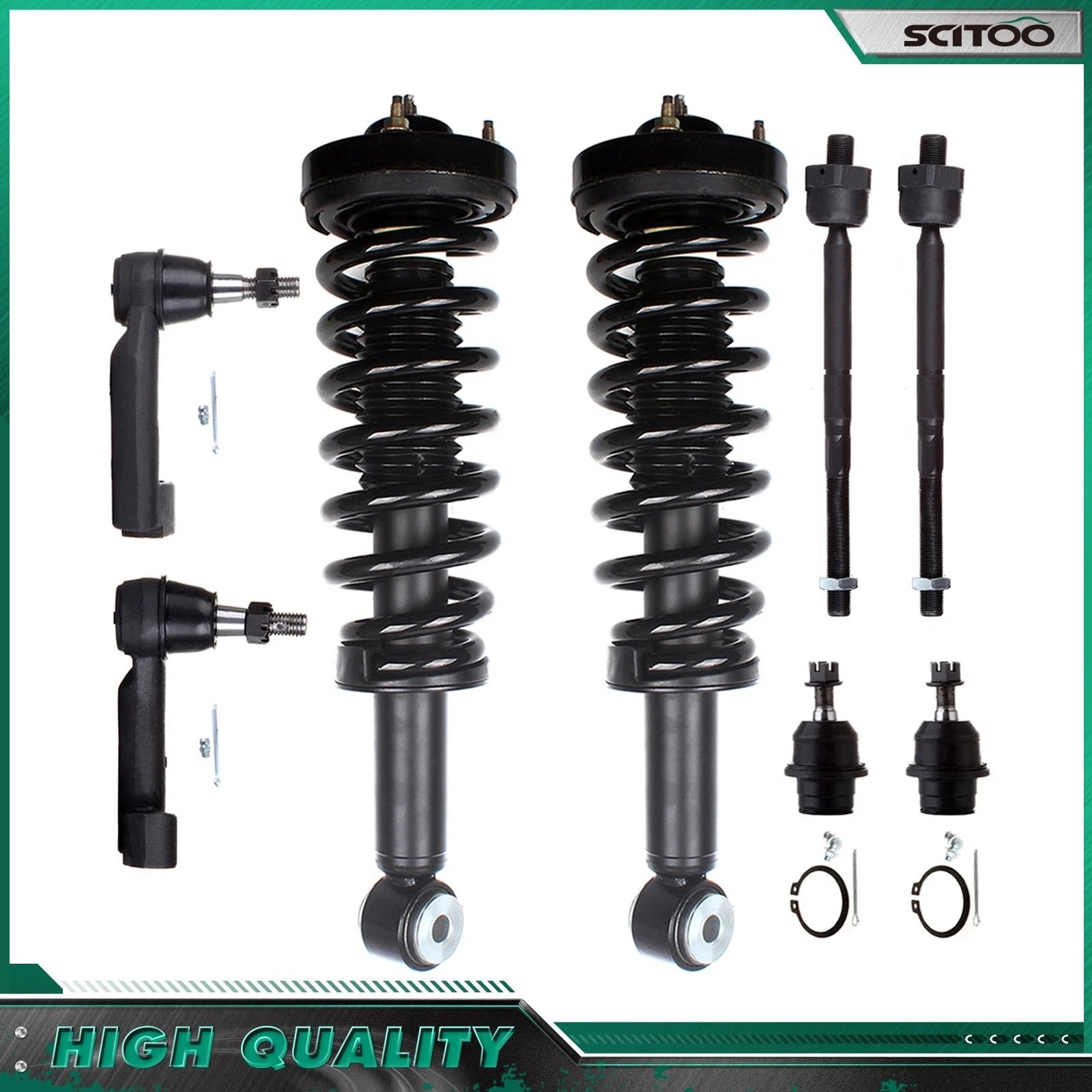 Set of 2 Front Struts & Tie Rod Ball Joints for Ford F-150 (2009–2013)