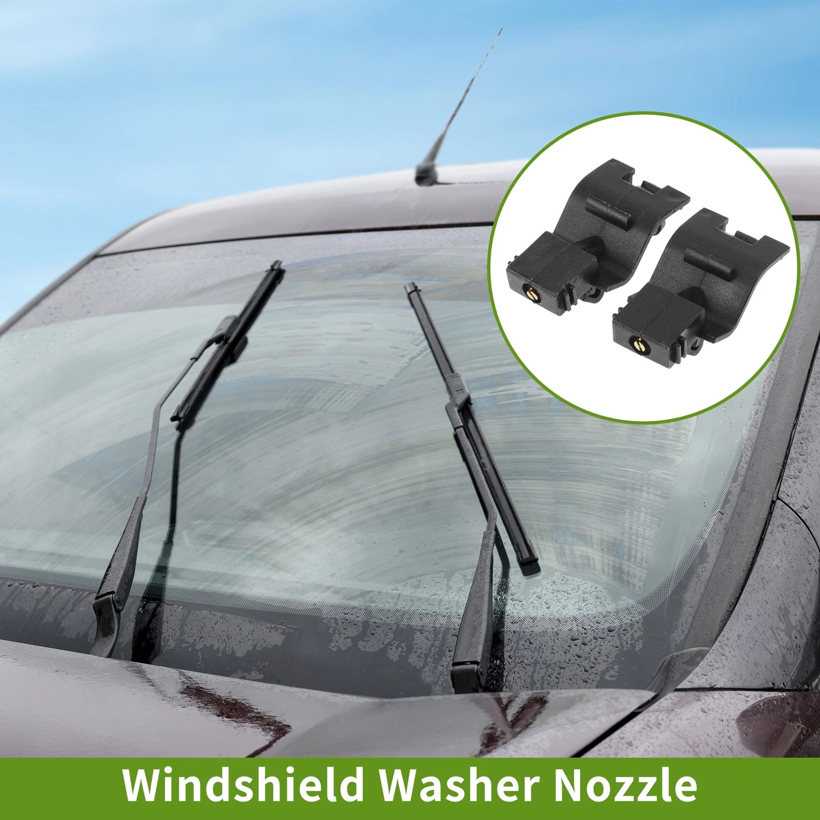 Set of 2 Front Windshield Washer Nozzles for Toyota Sienna Venza (2009–2020) No. 853810T010 Black