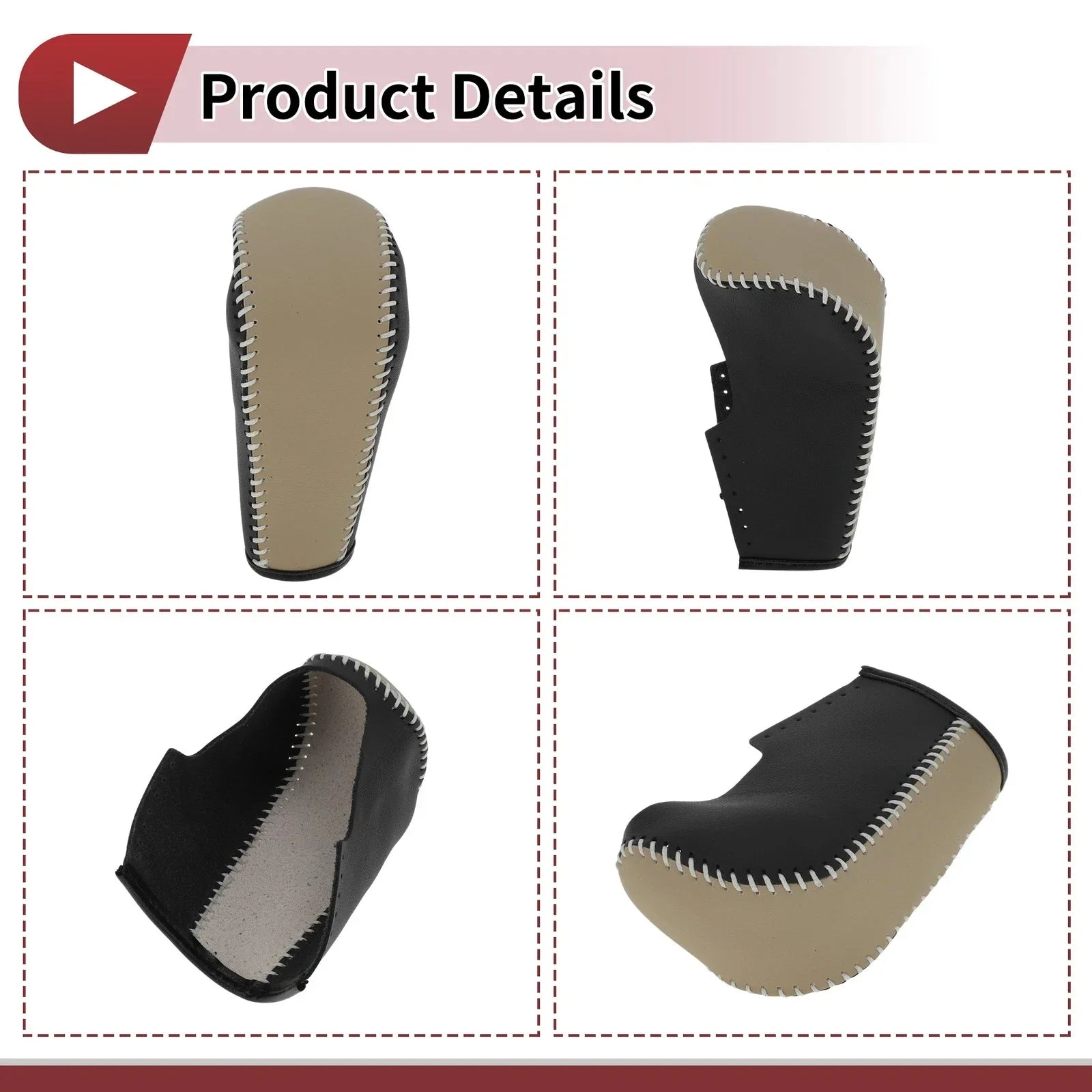 1 Pc Gear Shift Knob Cover for BMW 3 Series E90 Faux Leather Black Beige