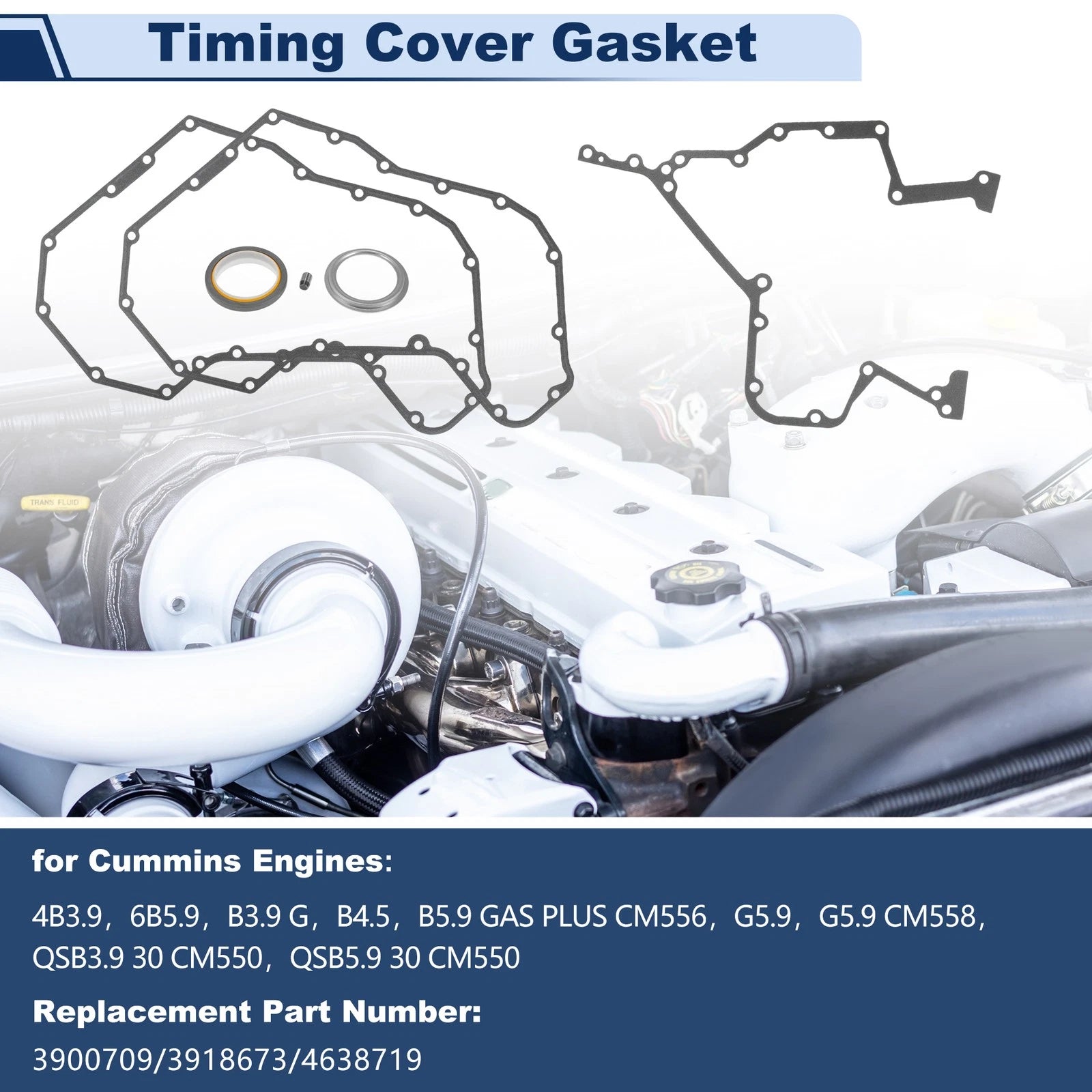 Engine Timing Cover Gasket Set for Dodge Ram 3.9L 6BT 5.9L (1994–2002)