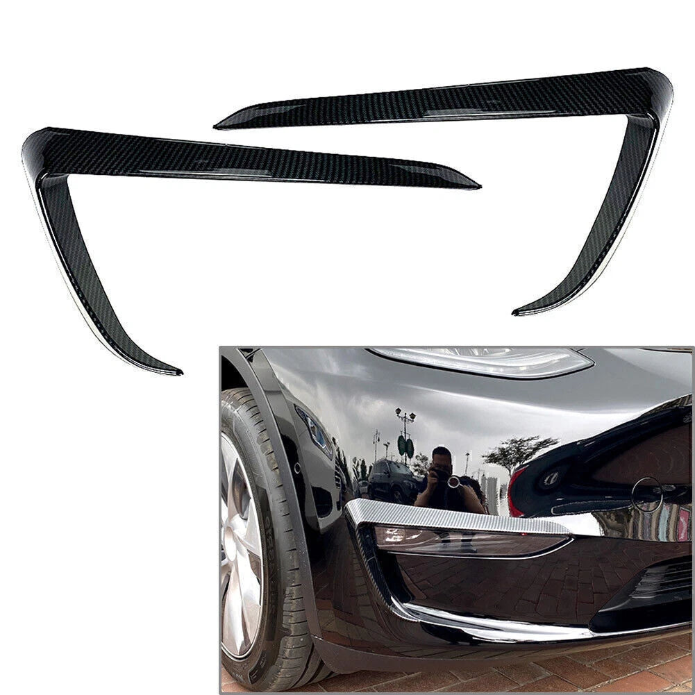 Carbon Fiber Front Fog Light Eyebrow Cover Trim for Tesla Model Y (2020–2021)