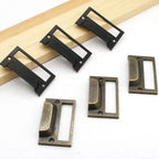 2X Antique Drawer Cabinet Label Pulls Tag Holder Frame Handle