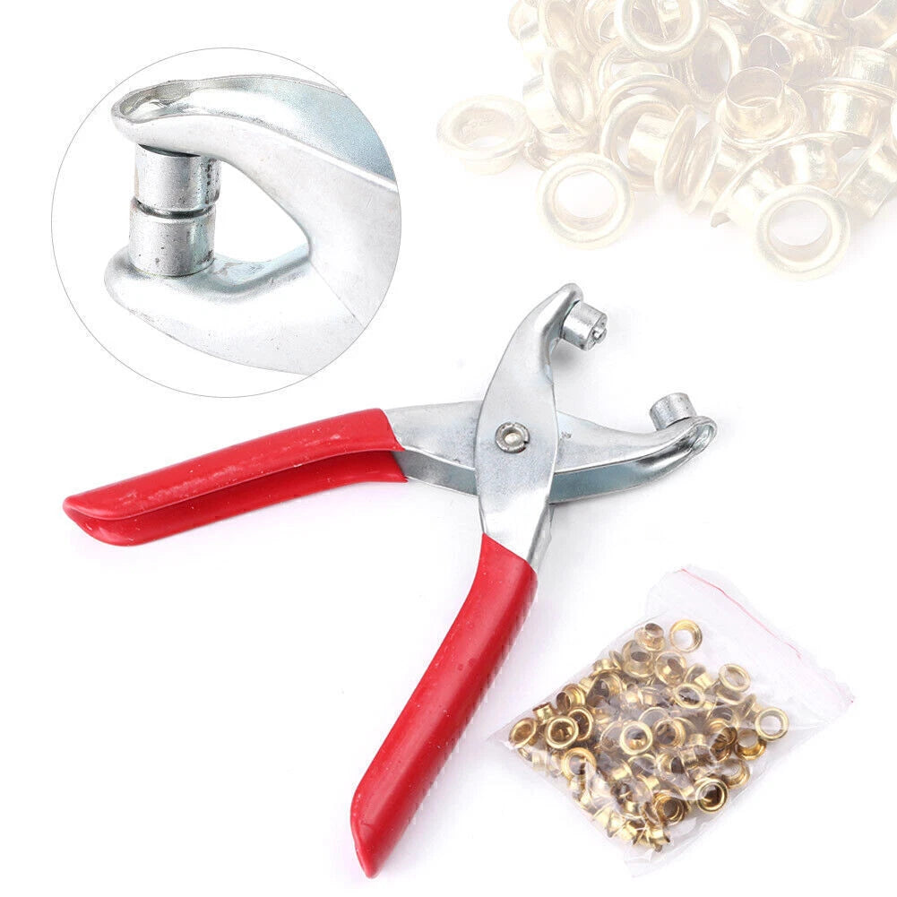 Grommet Pliers with 100 Eyelets Kit for DIY Shoes Clothes