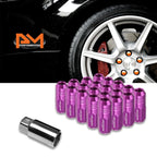 Set of 20 M12X1.25 Purple Closed End Cone Hex Wheel Lug Nuts + Extensions 20mm