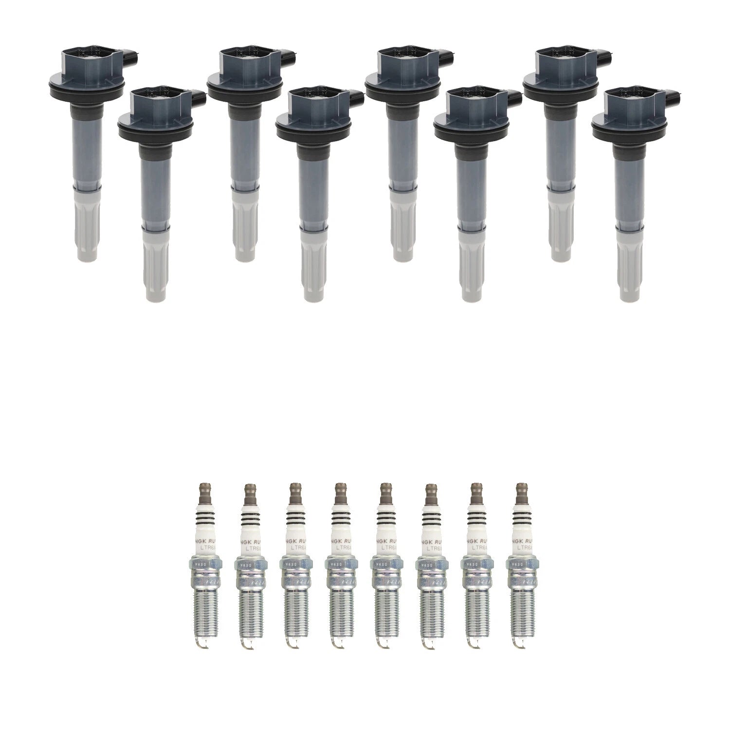 Set of 8 Ignition Coils & NGK Ruthenium Spark Plugs for F-150 Mustang