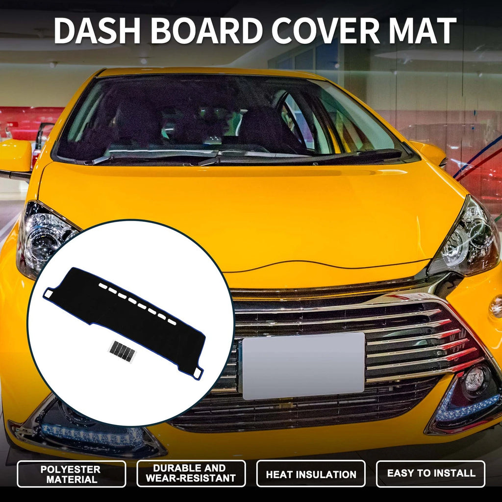 Dashboard Cover Mat for Toyota Aqua (2011–2021) with Sticker Black Blue Set of 1