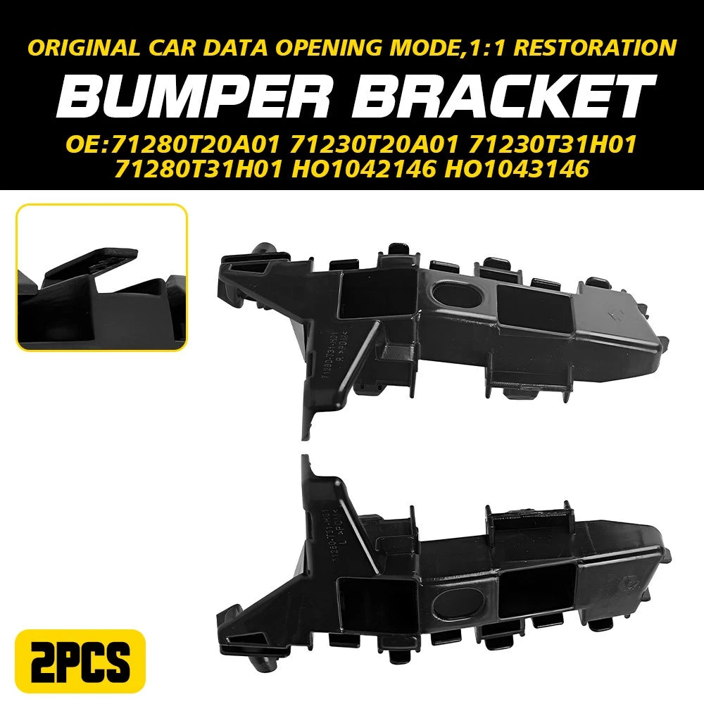 2X Front Bumper Spacer Bracket for Honda Civic (2022–2023) Black