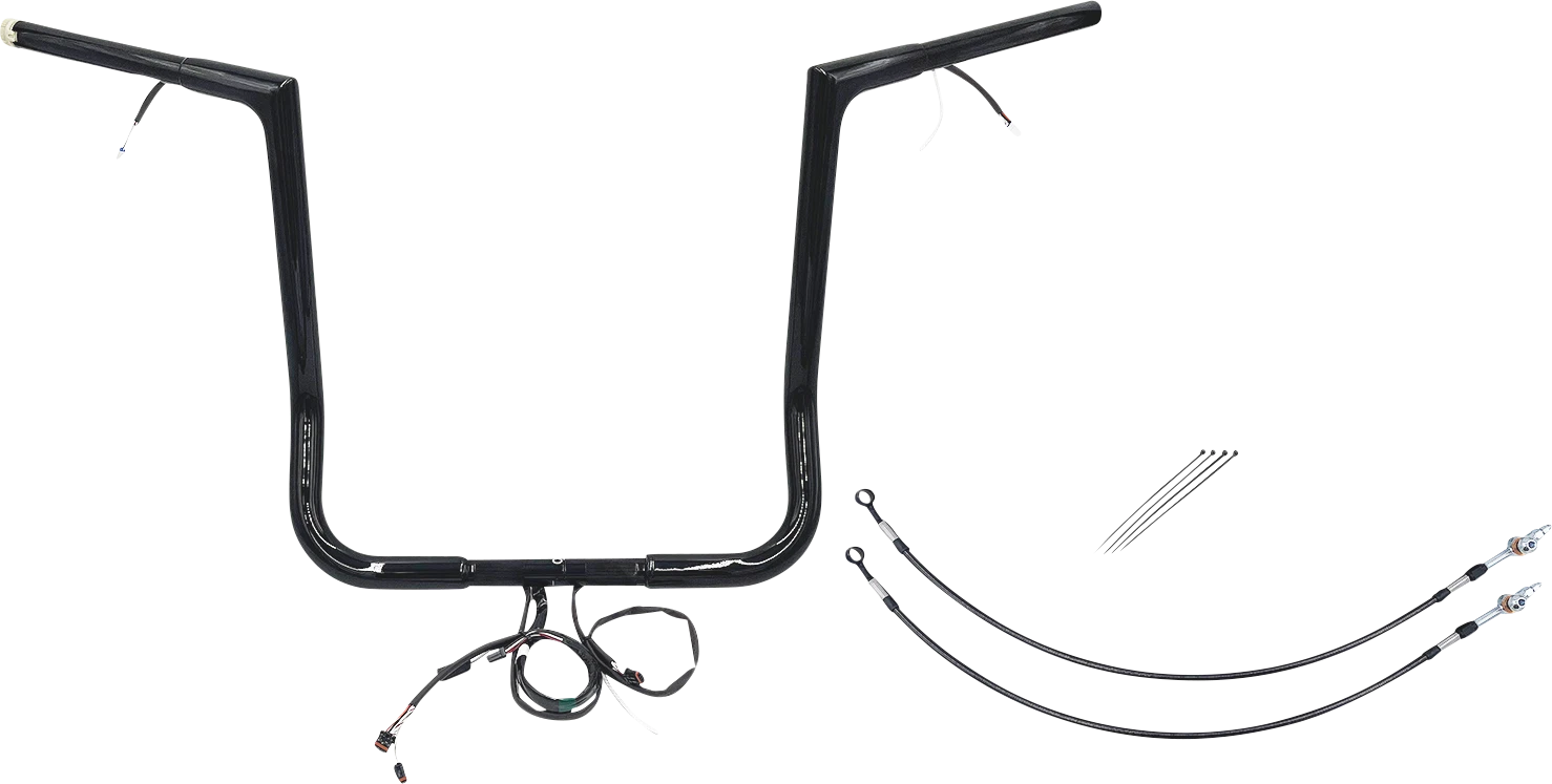 1-1/4" Flat Top Handlebar Kit for Harley Davidson (EZ Install, 16", Black)