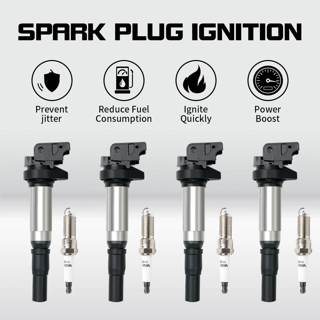 Set of 4 Ignition Coils + 4 Iridium Spark Plugs for Mini Cooper (2007–2013) UF598