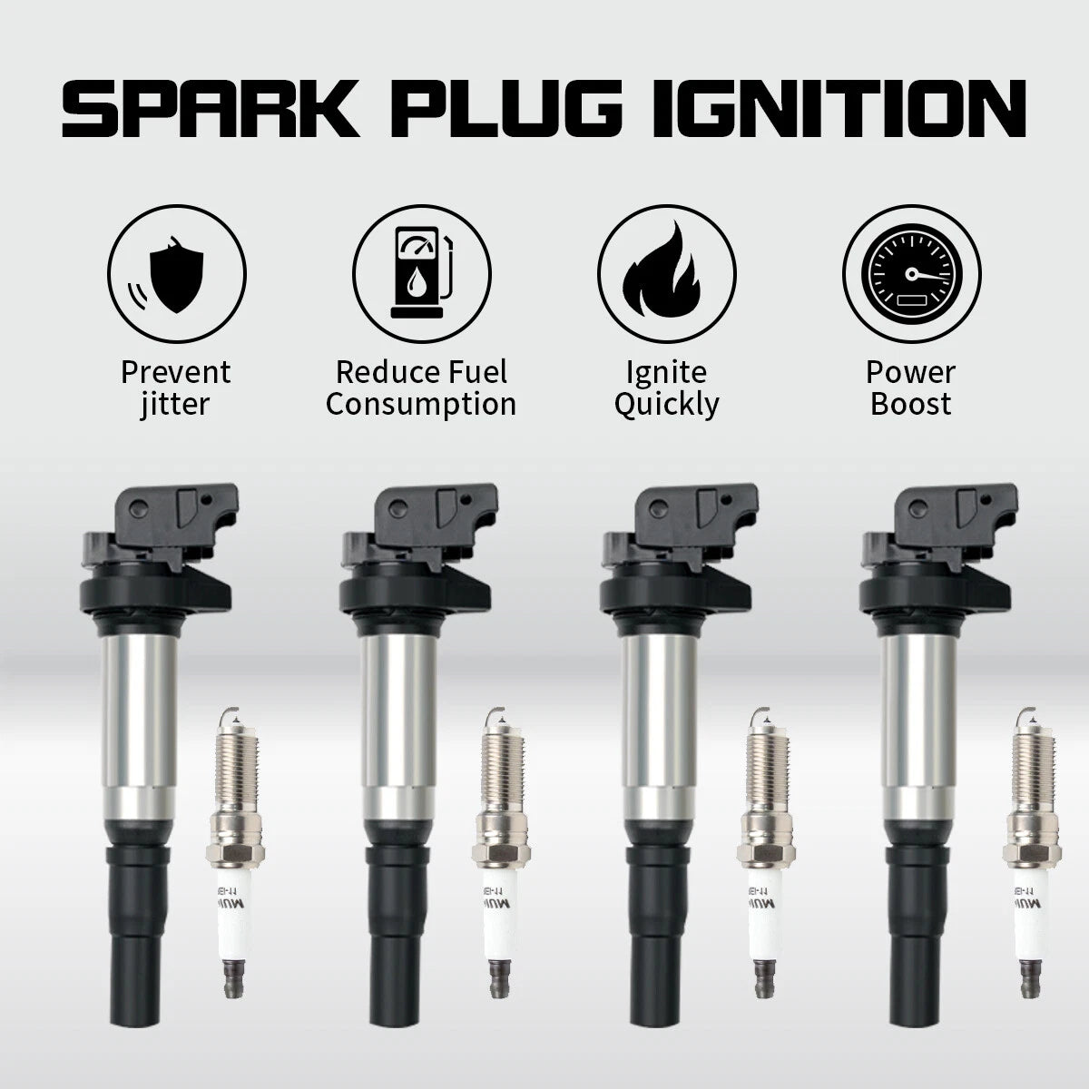 Set of 4 Ignition Coils + 4 Iridium Spark Plugs for Mini Cooper (2007–2013) UF598