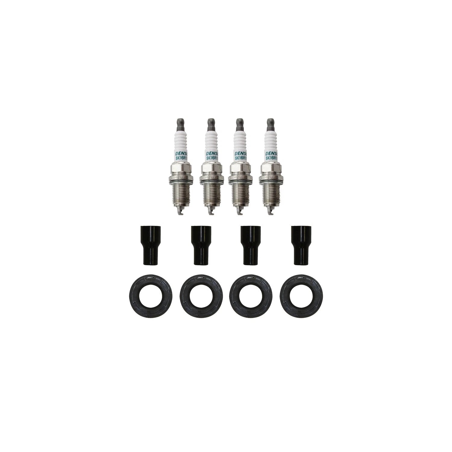 Set of 4 Denso Iridium Spark Plugs & NGK Coil Boots for Vibe Corolla Matrix (2003–2010)