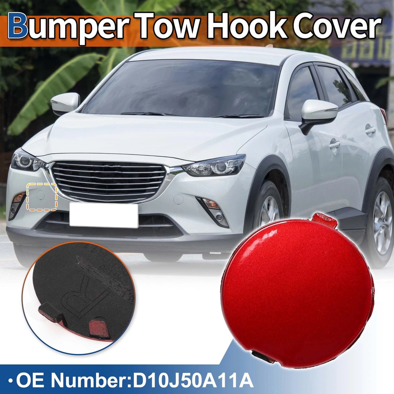 Tow Hook Cover for Mazda CX-3 (2016–2021) No.D10J50A11A KODO Red