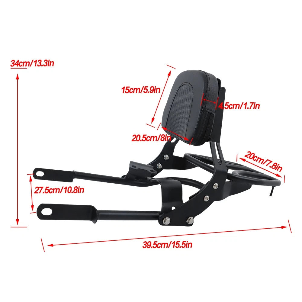 Backrest Sissy Bar with Luggage Rack for Bonneville T100 T120/Black (2016–2024)