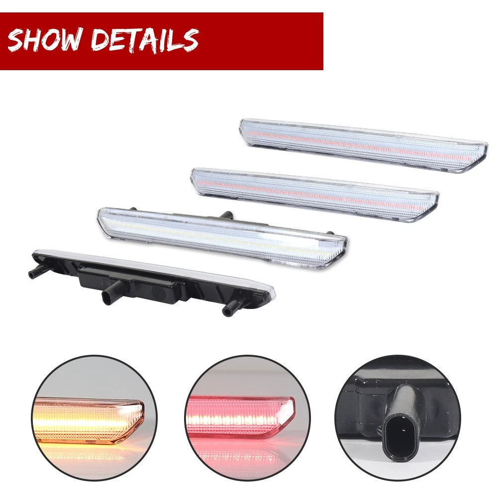 Set of 4 Clear Lens LED Side Marker Lamps for GMC Sierra 2500 3500