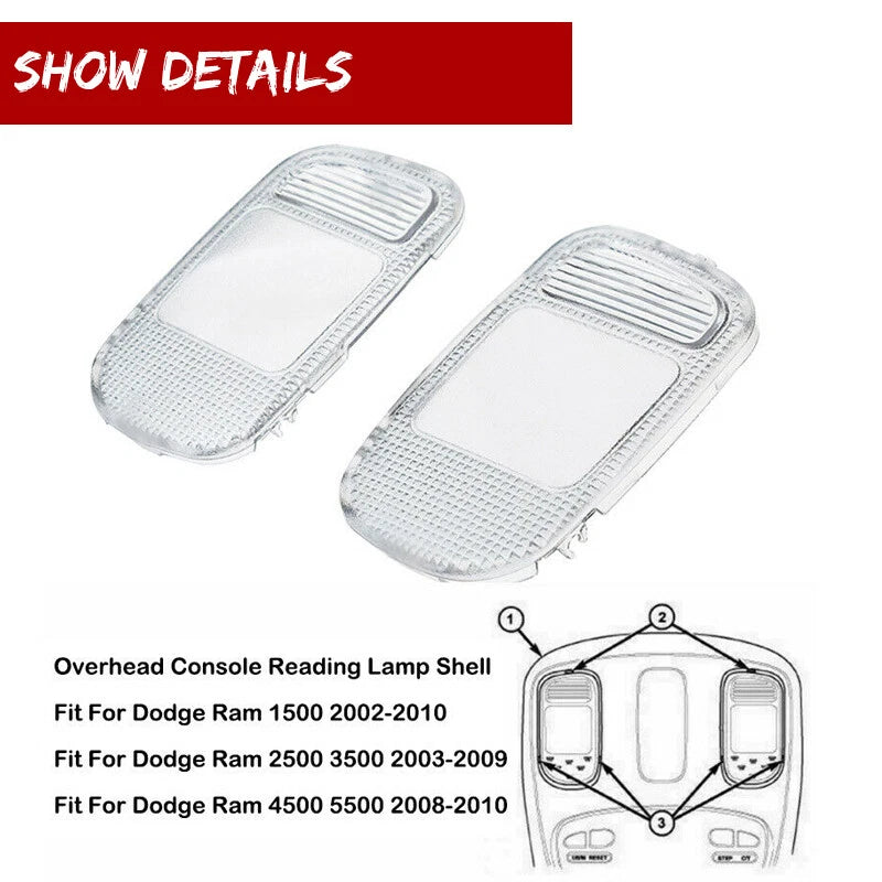 Dome Light Cover Lens for Dodge Ram 1500 2500 3500 (2002–2008)