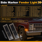 Set of 2 Side Marker Fender Lights GM2550115 for Chevrolet Blazer (1987–1991) Smokey Lens