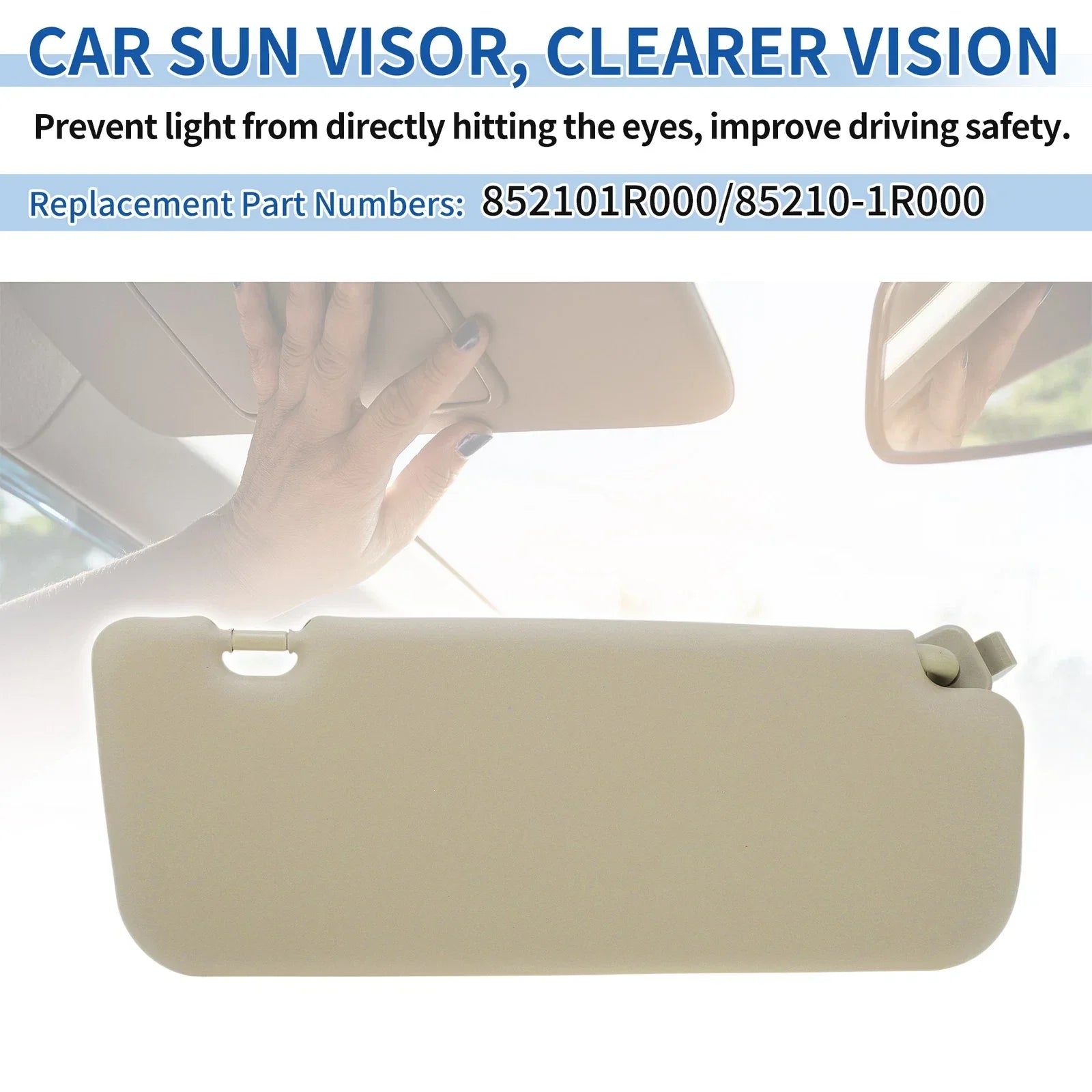 Left Side Sun Visor for Hyundai Accent 2011-2015 Beige 1 x Pcs