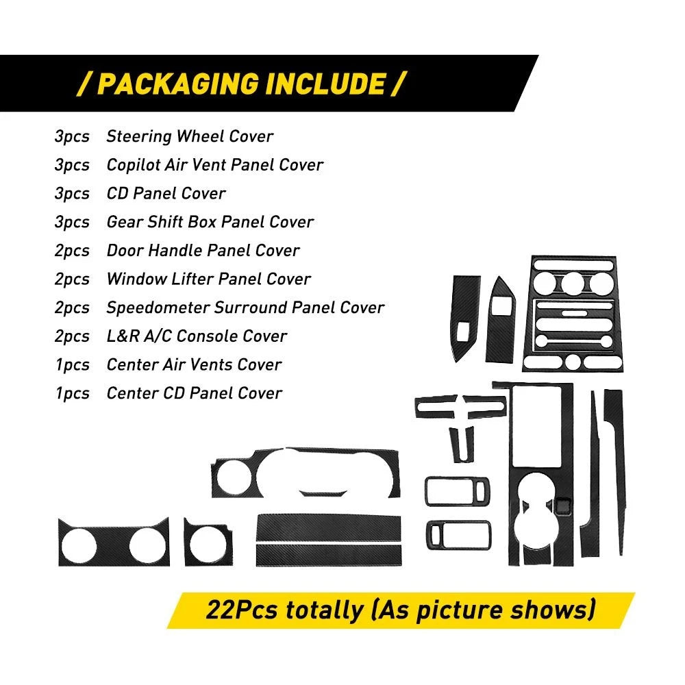 22PCS Carbon Fiber Wrap Trim for Ford Mustang (2005–2009) PY