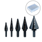 Set of 5 Step Drill Bits for Multiple Sizes 1/8" - 1-3/8"