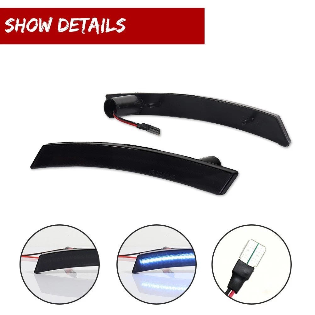 2X Smoked Ice Blue LED Rear Side Marker Lights for Mini Cooper (2002–2006)