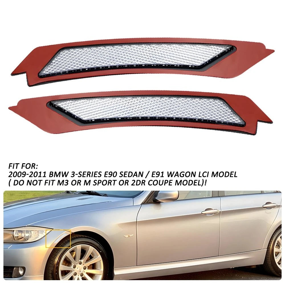 2X Clear Side Marker Lamps for BMW E90 E91 LCI Sedan (2009–2011)