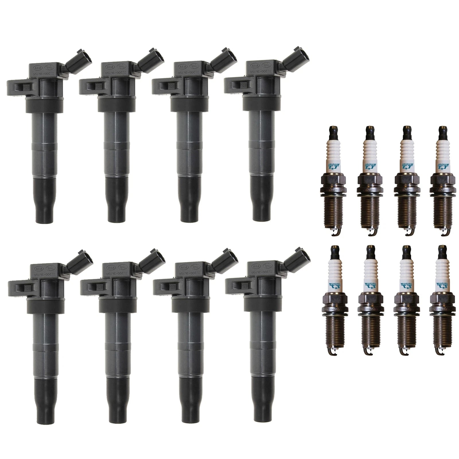 Set of 8 Ignition Coils & Iridium TT Spark Plugs for Hyundai Kia (4.6L V8)