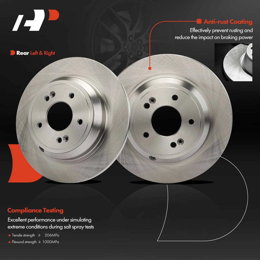 Rear Disc Brake Rotors & Ceramic Pads for Hyundai Genesis (2010–2016)