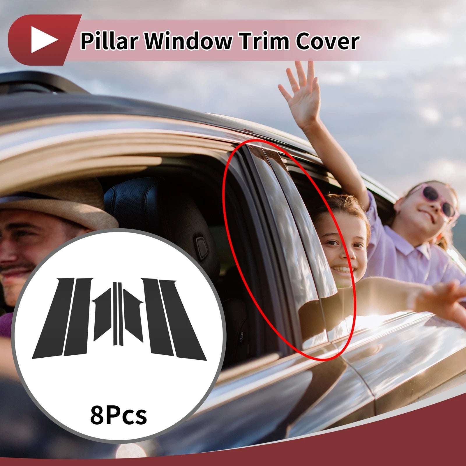 Door Pillar Window Trim for Nissan Kicks (2016–2023) Black Left Right
