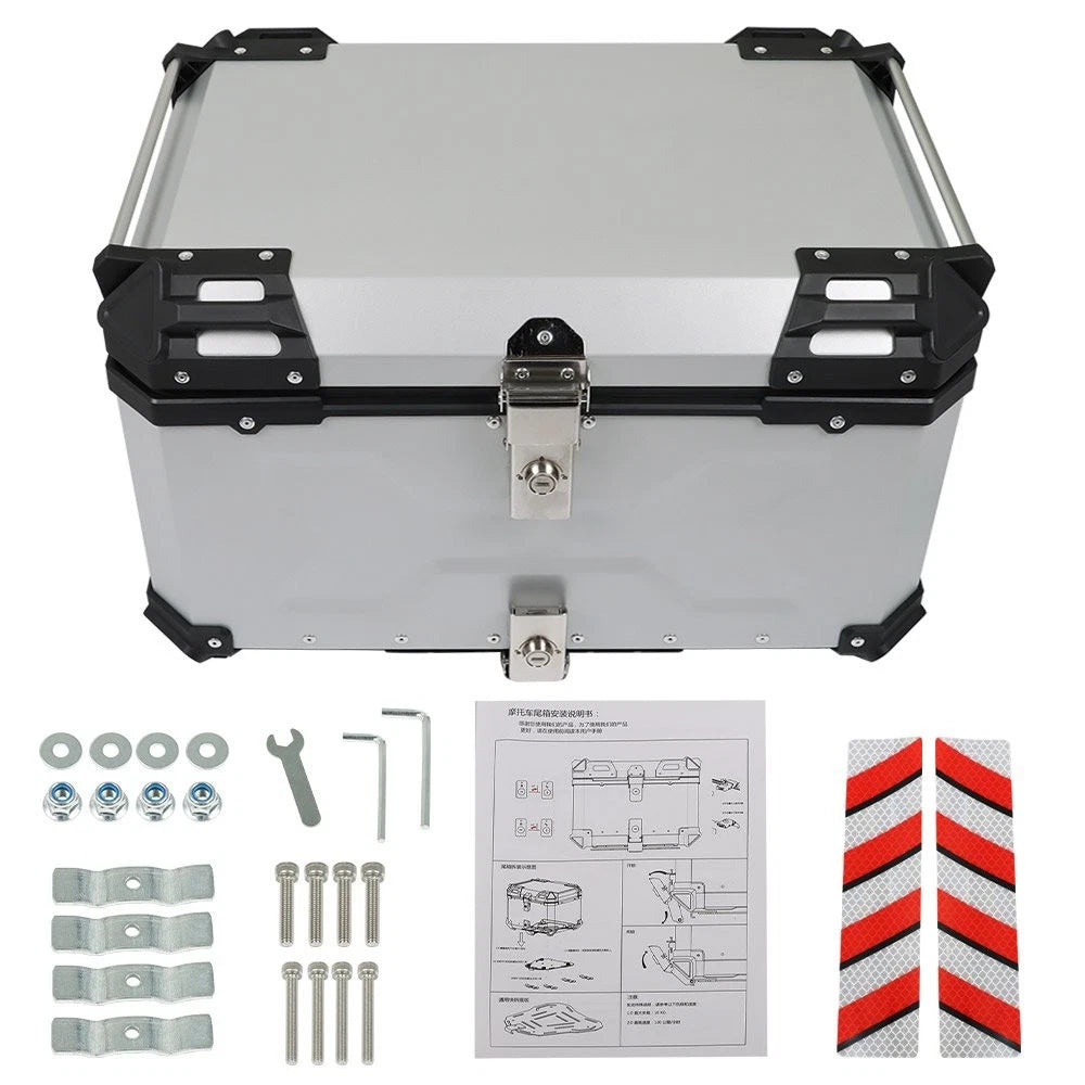 Motorcycle Top Case Tail Box for Scooter (Waterproof, Silver)