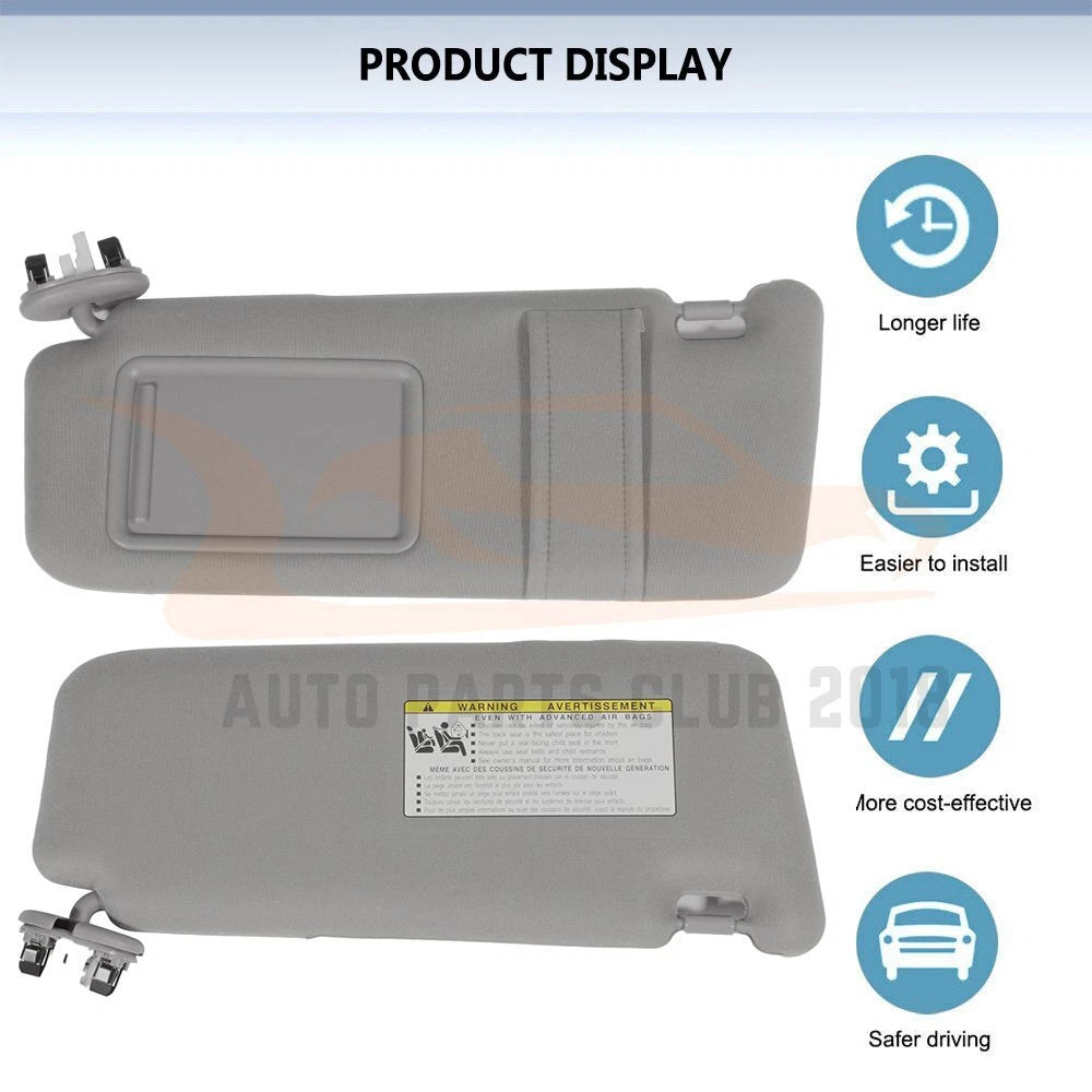 Driver Side Sun Visor for Toyota Camry (2007-2011) with Sunroof, Light Gray