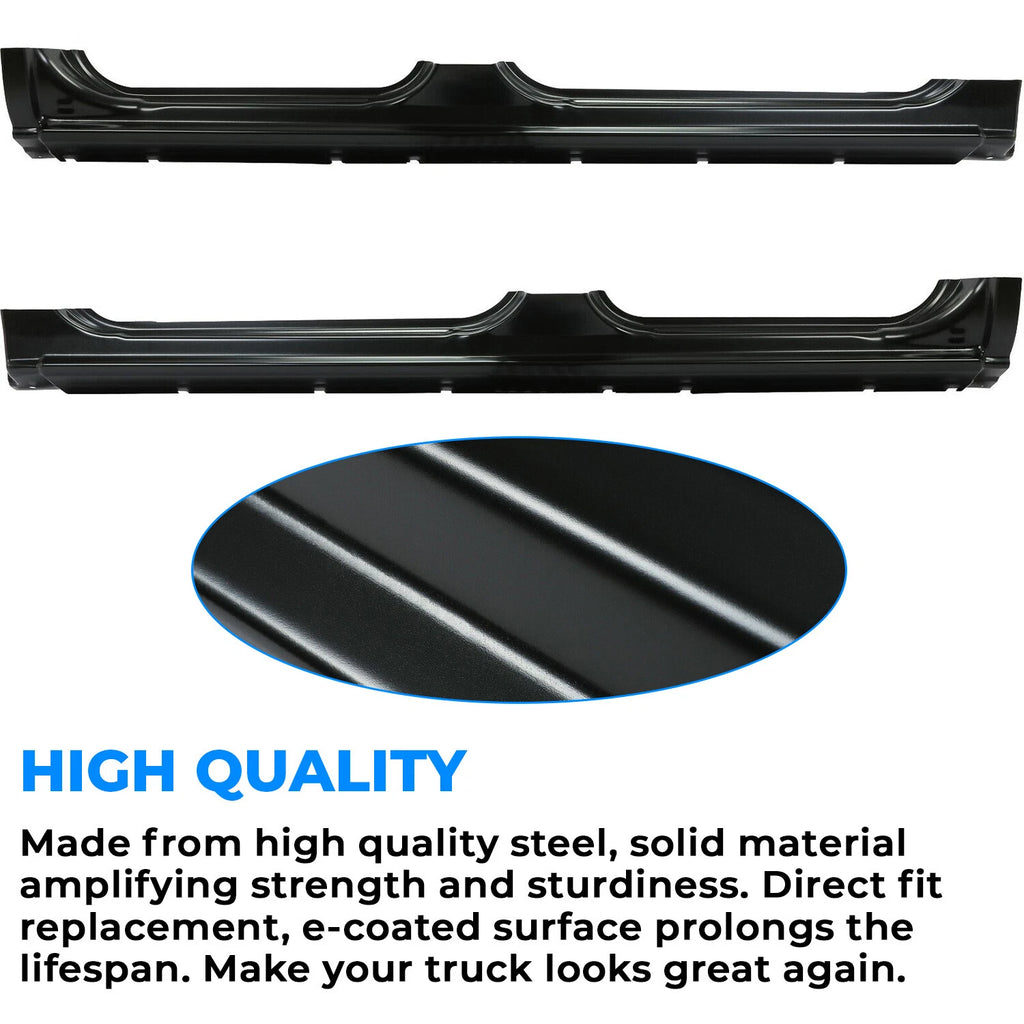 Rocker Panels for Chevy Silverado GMC Sierra Crew Cab (1999–2007) Pair Black