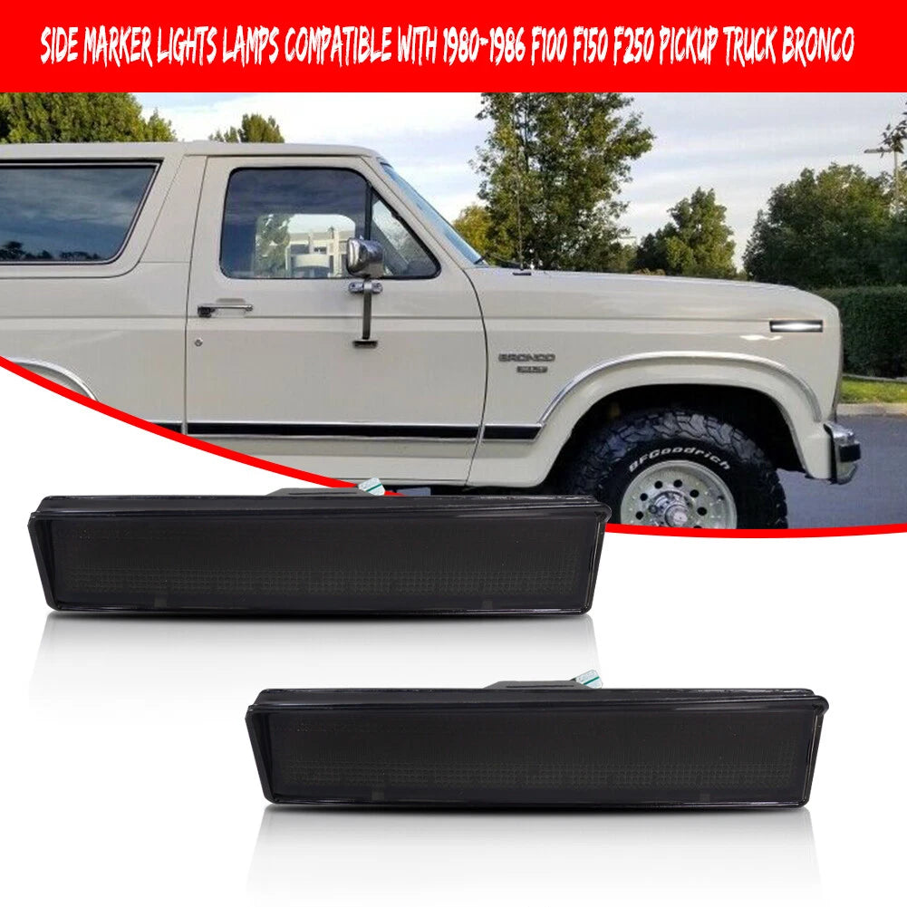 Smoke Lens White LED Front Side Marker Lights for Ford F150 F250 F350