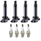 Set of 4 Ignition Coils & Spark Plugs for Toyota Highlander RAV4 (2001–2007)