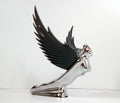 Hood Ornament Flying Goddess Chrome with Black Wings for Universal Models