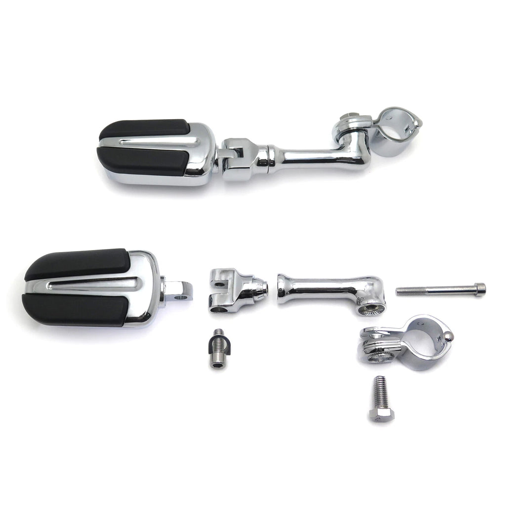 Chrome Slipstream 4.5" Long Footpegs 1-1/4" for Yamaha Road Star Warrior (2002–2009)