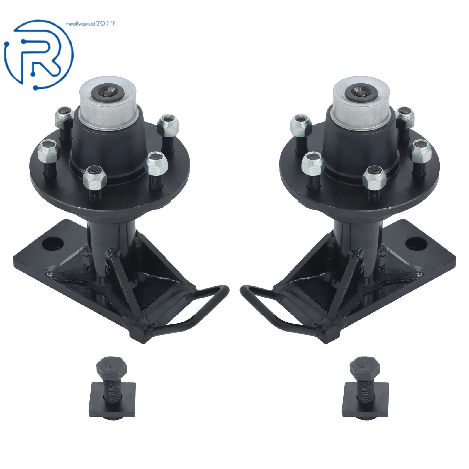 Pair of 6 × 5.5 Lug Wheels for Shipping Container (Bolt-on Spindle Kit)