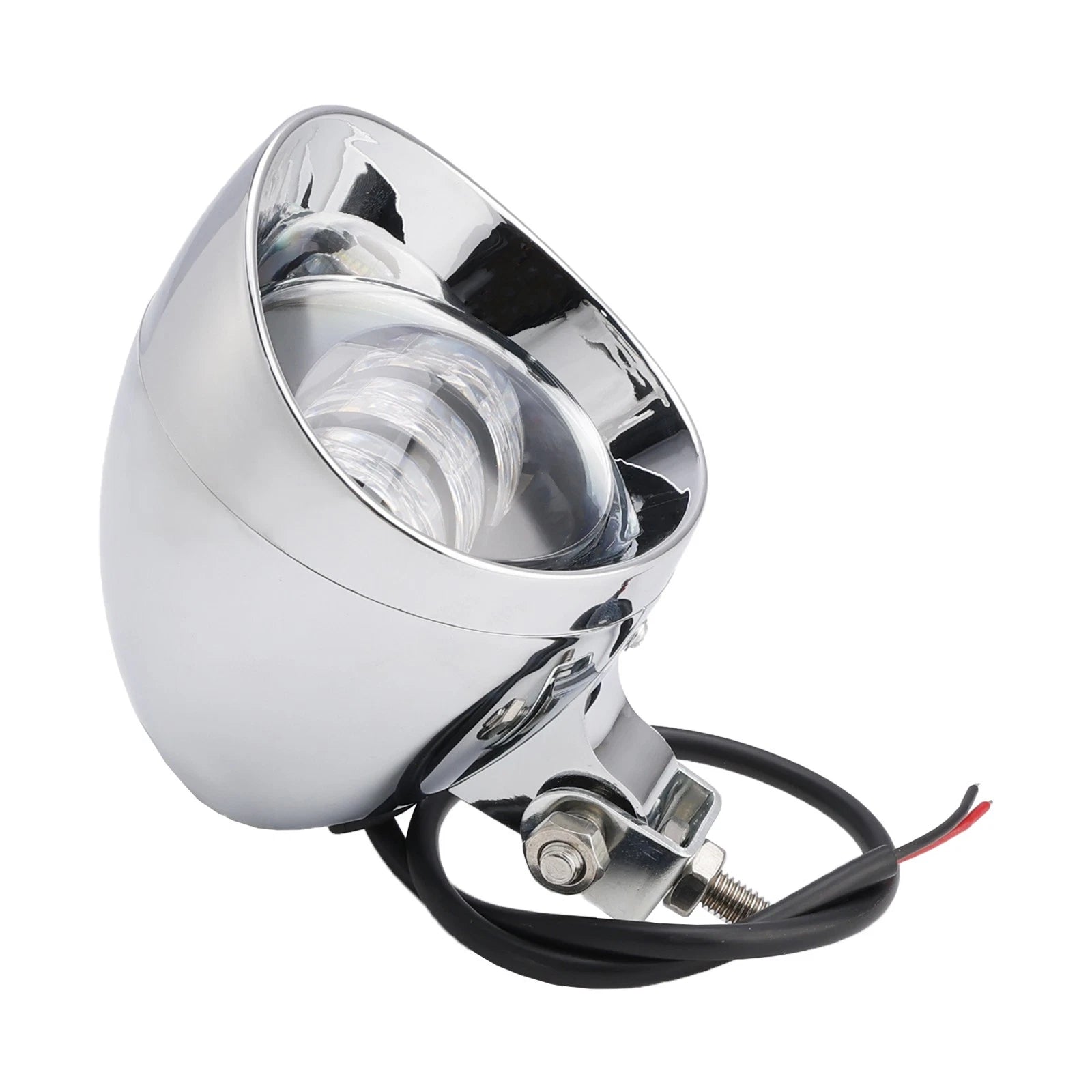 Beam Headlight Fog Lamp for Motorcycle Racer Bobber Chopper (Custom Chrome)