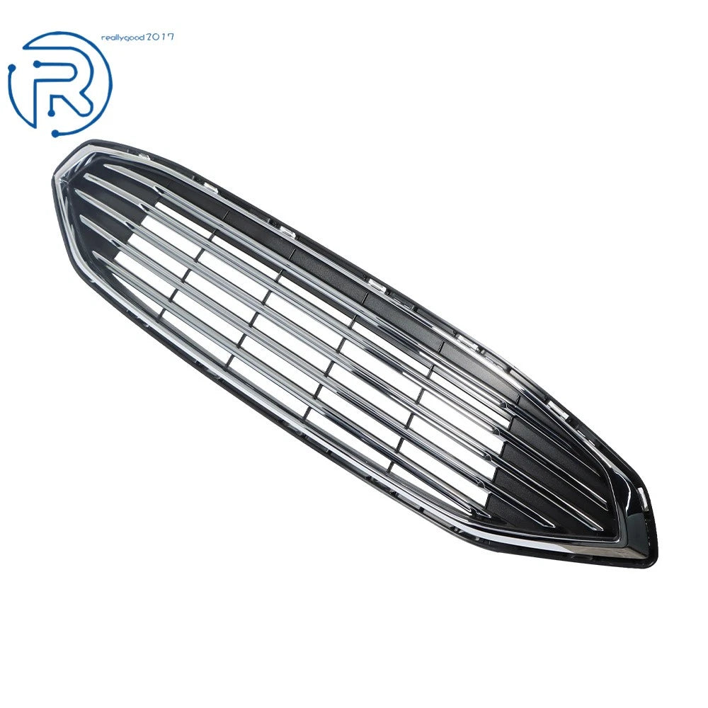 Front Upper Bumper Grille for Ford Fusion (2017-2018) Black with Chrome Trim