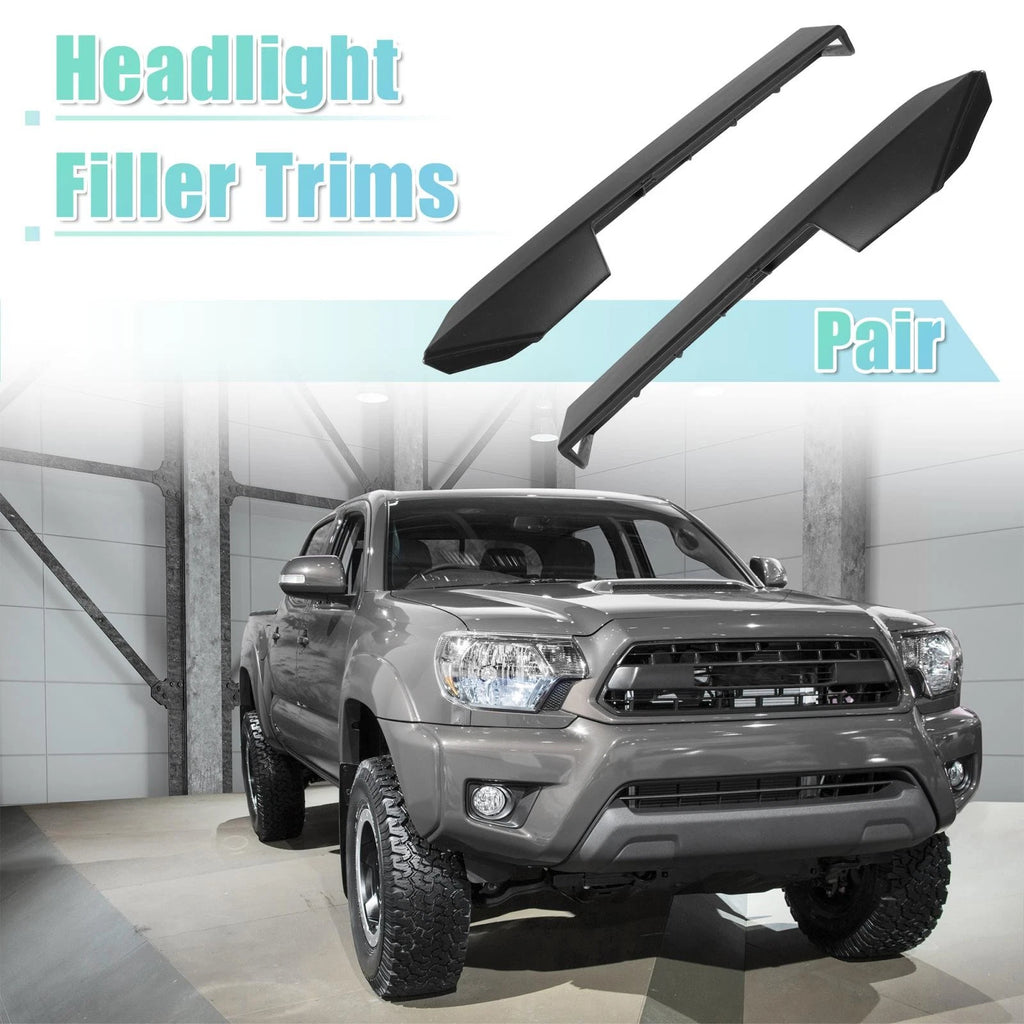 Set of 2 Front Headlight Bumper Grille Filler Trim Panels for Toyota Tacoma (2012–2015)