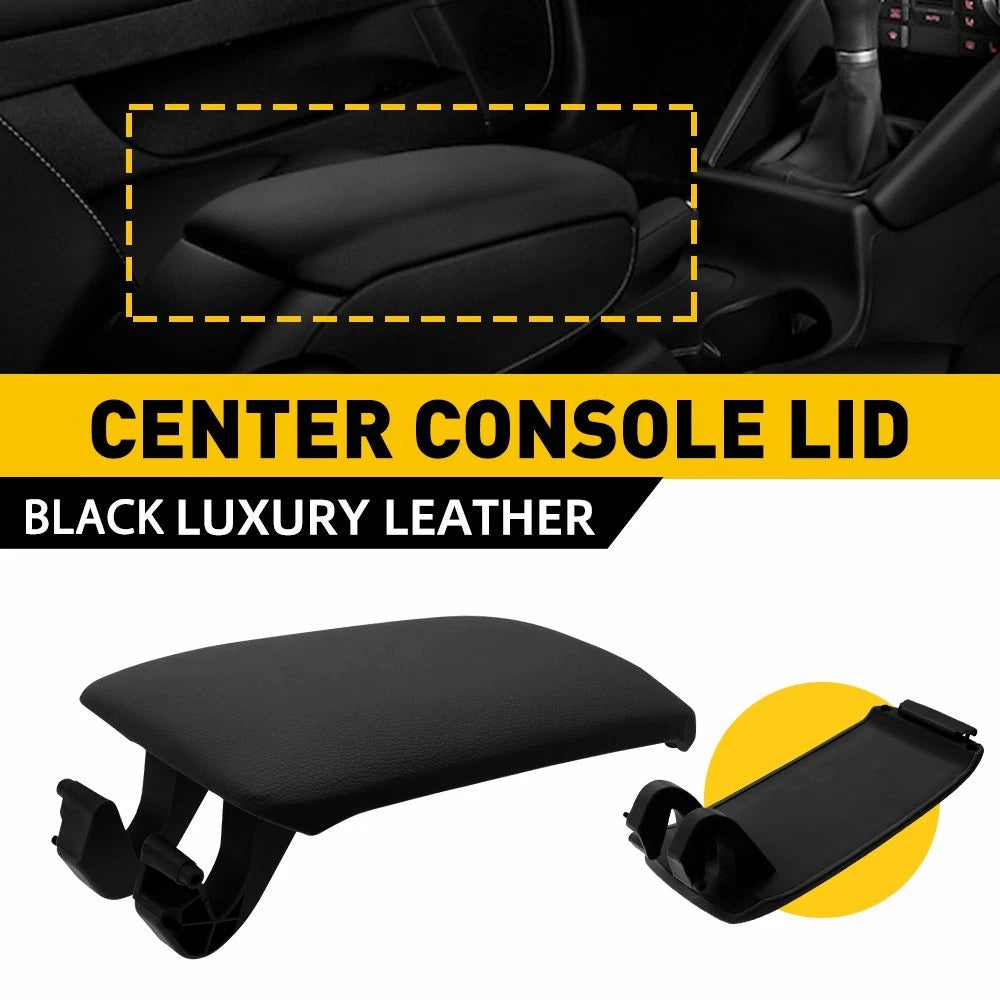 Black Leather Armrest Center Console Lid for Audi A3 8P (2003–2012)
