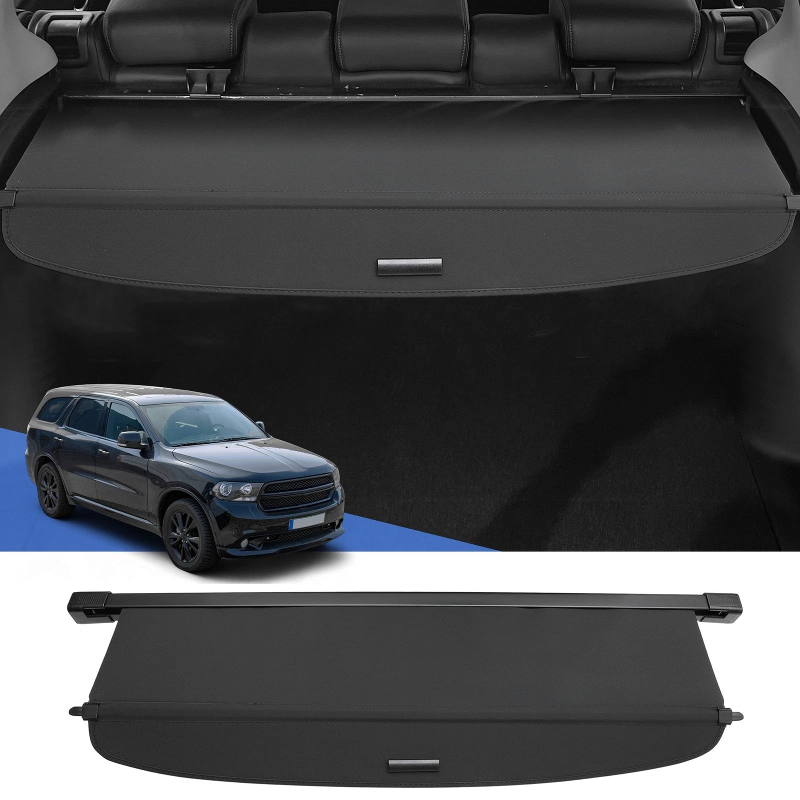 Retractable Cargo Cover for Dodge Durango (2011–2025) - Black Shade