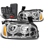 Chrome/Amber Signal Turn Signal Headlights for Dodge Charger (2006–2010)