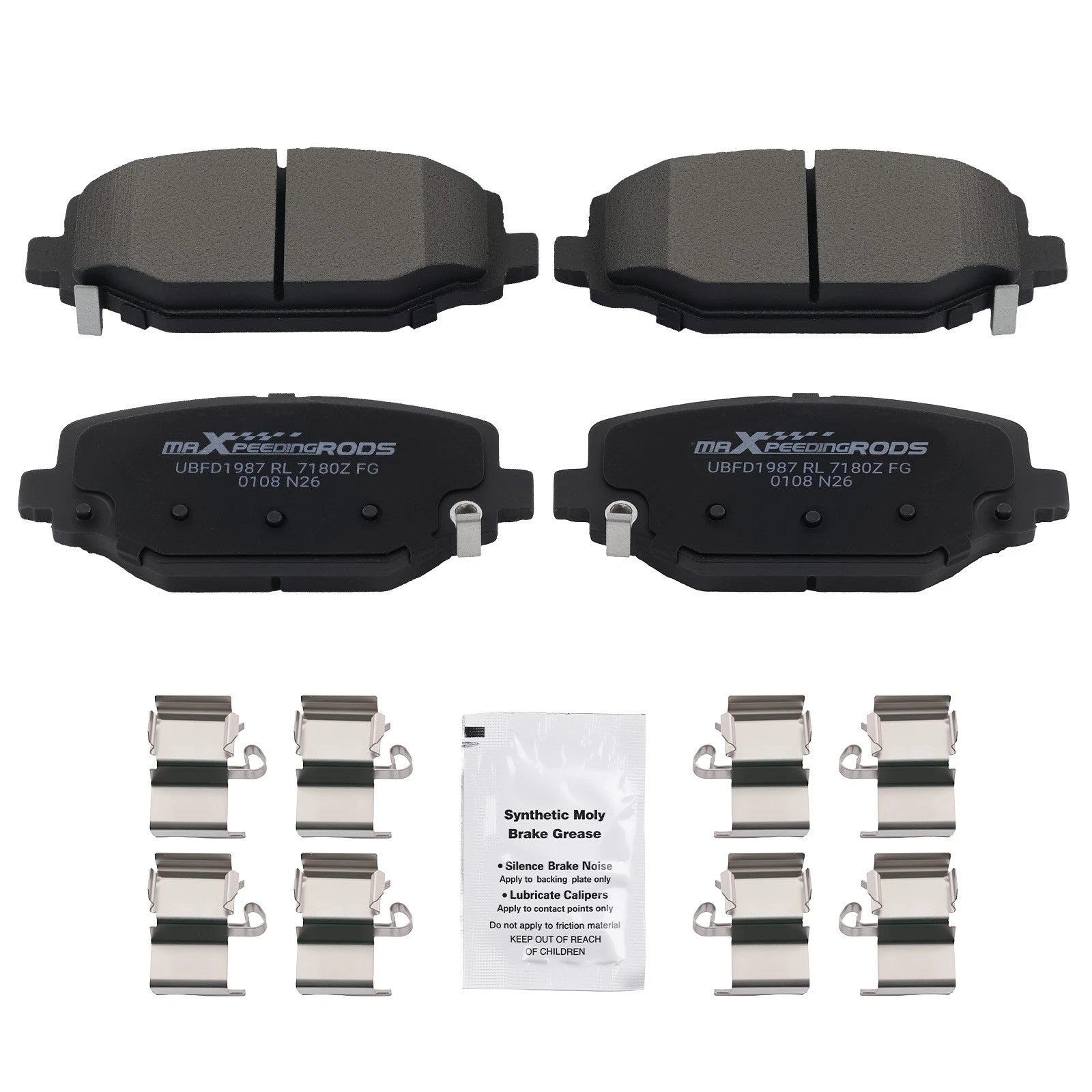Set of 4 Rear Ceramic Brake Pads for Dodge Grand Caravan Journey (2012–2020) D1596