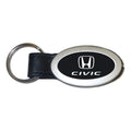 Black Oval Leather Keychain - Officially Licensed for Honda Civic