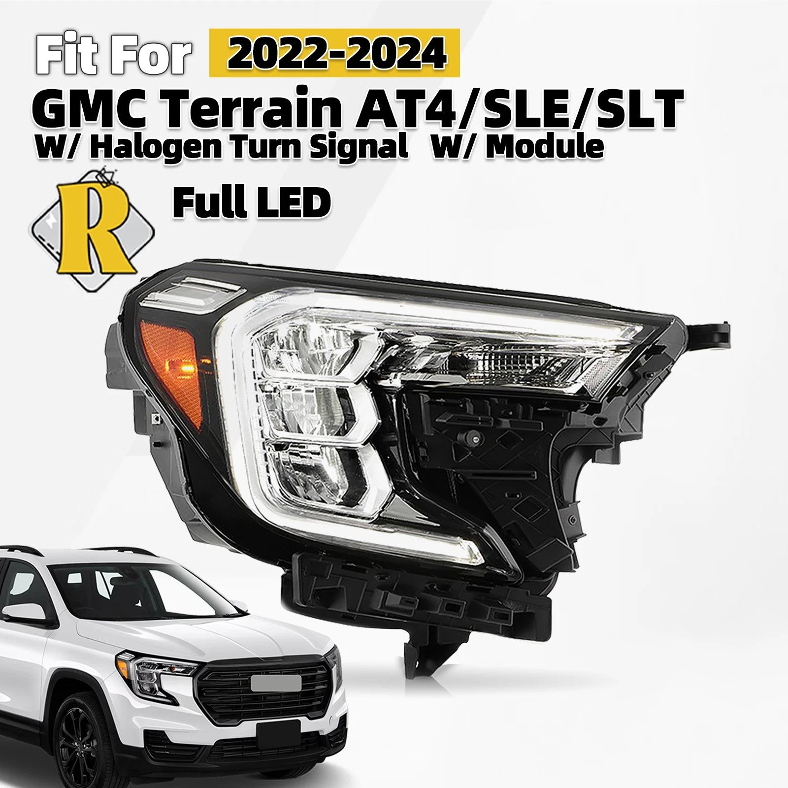 LED Reflector Headlight for GMC Terrain AT4/SLE/SLT (2022–2024)