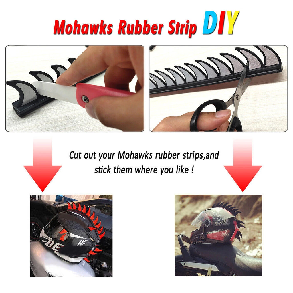 Rubber Helmet Mohawk Spikes for Dirtbike + 3M Reflective Strip