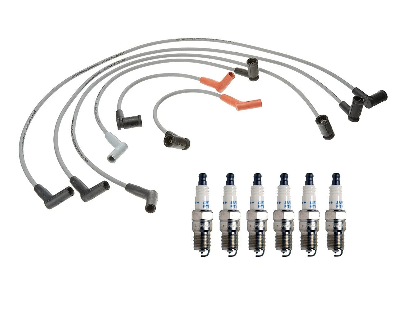 Denso 8mm Wire Set & 6 Double Platinum Spark Plugs for Ford Mercury V6 (0.05)