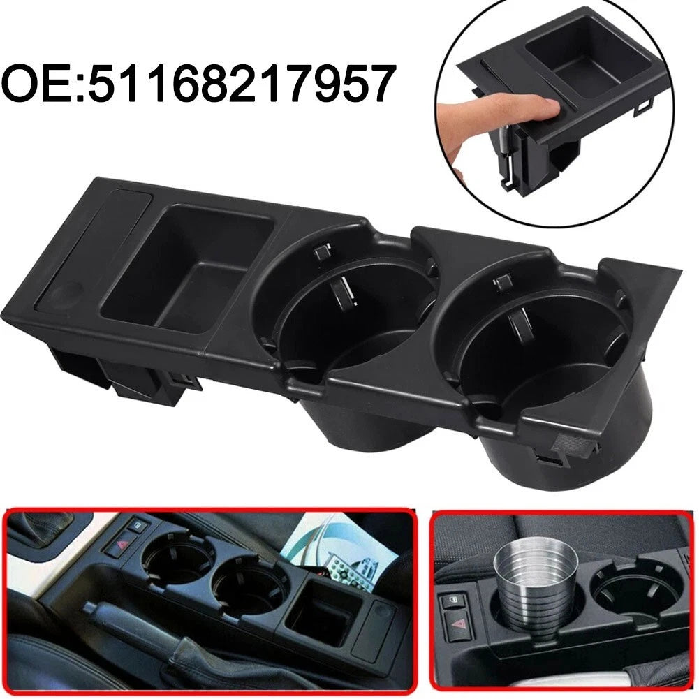 Cup Holder for BMW 3 Series E46 (1999–2006) Black with Coin Slot