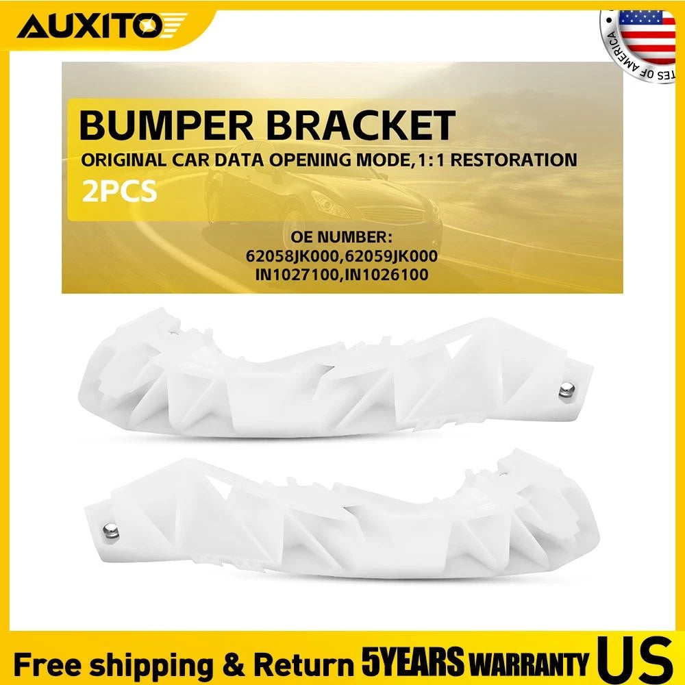 Set of 2 Front Left + Right Bumper Cover Brackets for Infiniti G25 G37 (2007–2015)