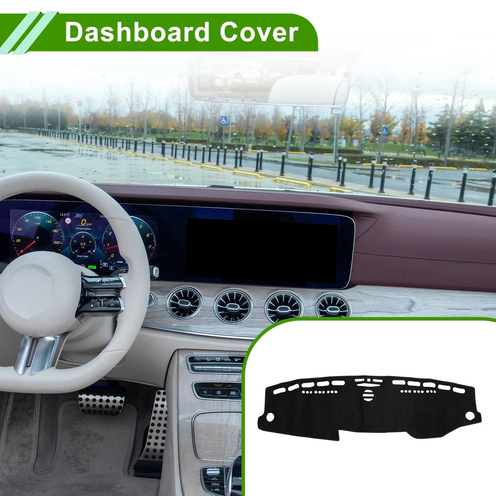 Dashboard Cover Mat for Mercedes E-Class 2010 Sun Protector Pad Black
